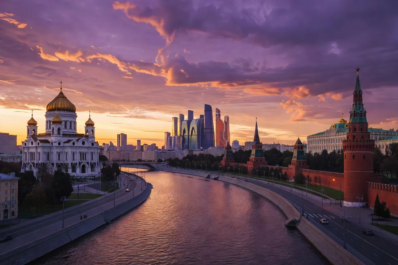 Panorama de Moscou au coucher du soleil