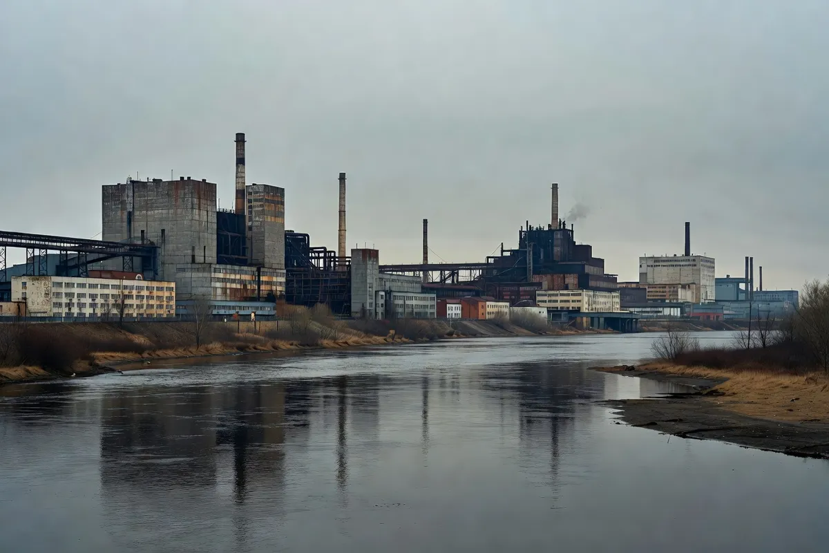 Architecture industrielle sovietique pres de la Volga