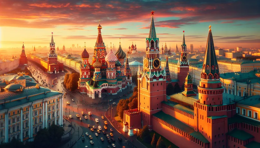 Panorama de Moscou avec le Kremlin et la cathédrale Saint-Basile